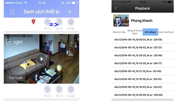 Cách xem lại video camera trên điện thoại từ hãng Yoosee
