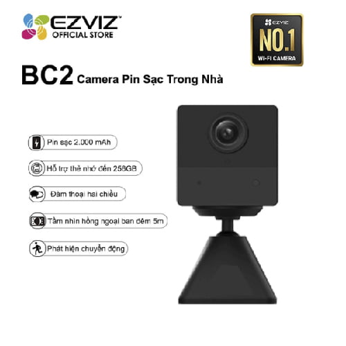 Camera Mini Ezviz BC2 1080P là mẫu cầm tay chạy pin, dễ dàng di chuyển.