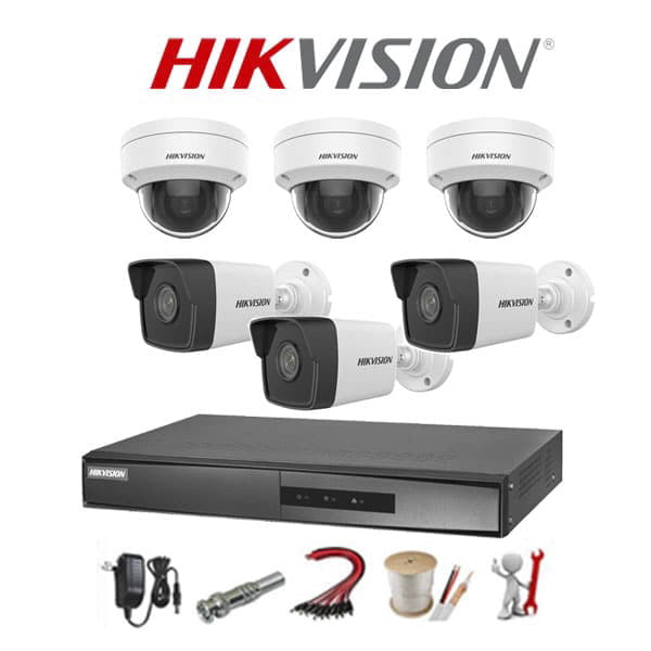 Trọn bộ 6 Camera Hikvision 5.0MP mang đến hình ảnh cực kỳ sắc nét, chi tiết