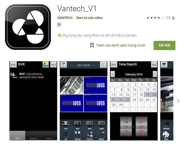 Vantech_V1 là phần mềm xem camera có khả năng điều khiển từ xa hiện đại