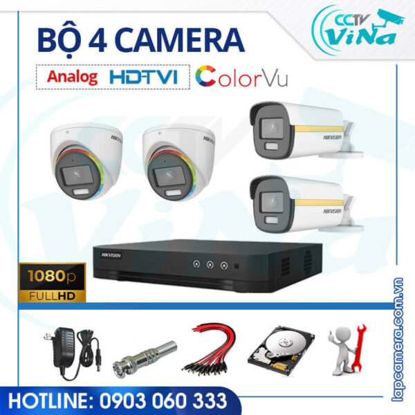 Bo 4 camera Hikvision 2MP Full Clor mau ban dem 3