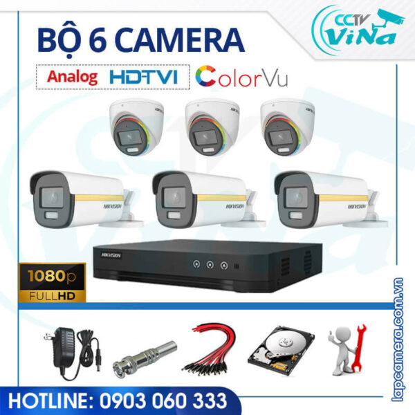 Bo 6 camera Hikvision 2MP Full Clor mau ban dem 5