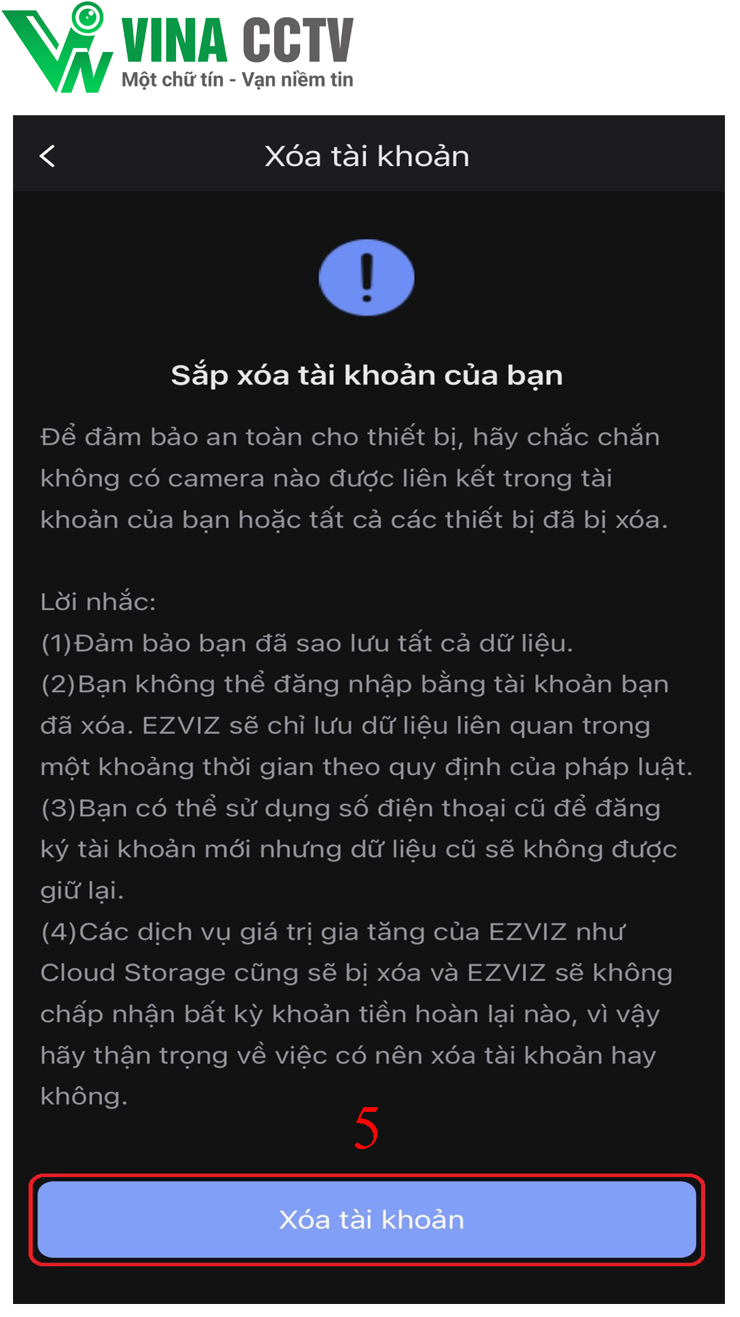 Đọc kỹ thông báo trước khi xác nhận xóa