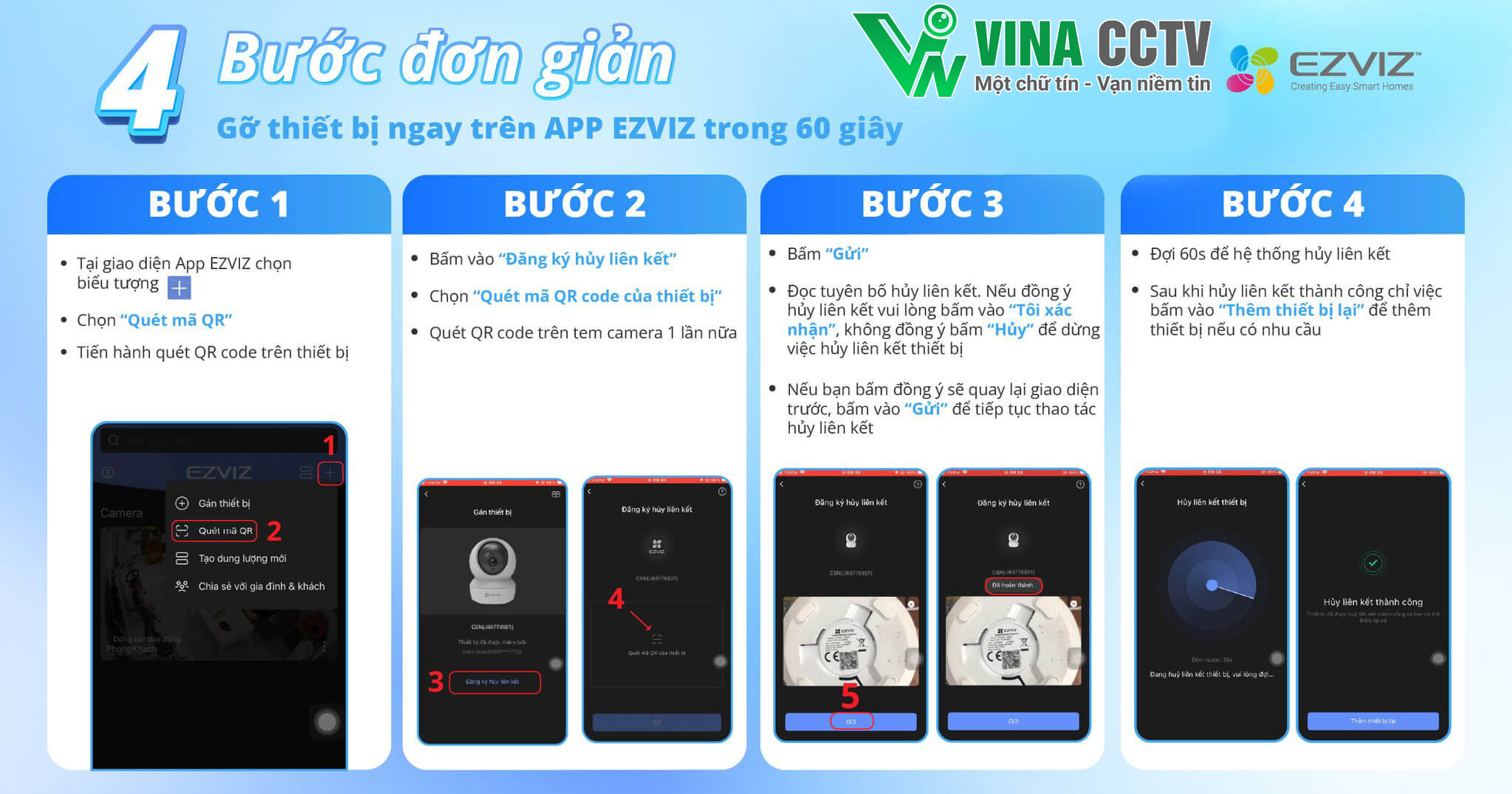 Cách xóa Camera Ezviz đã liên kết với tài khoản