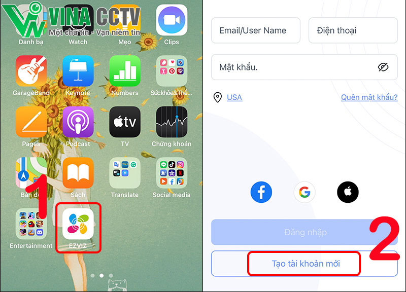 Tạo tài khoản mới trên ứng dụng EZVIZ