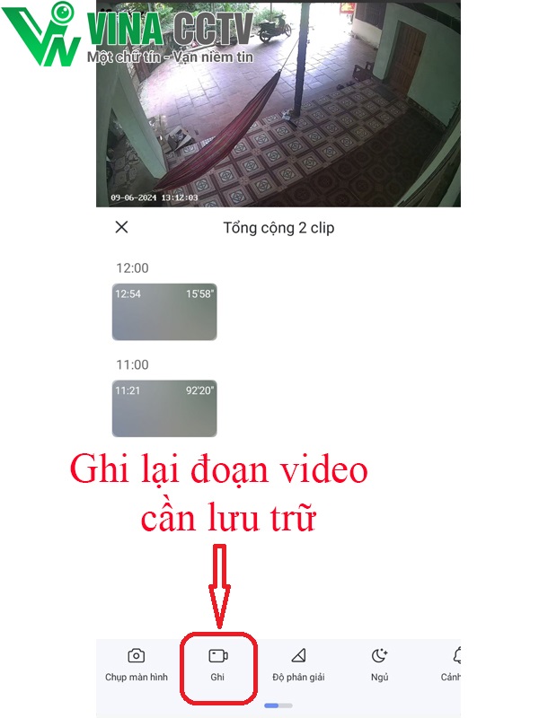 Ghi lại video cần lưu trữ